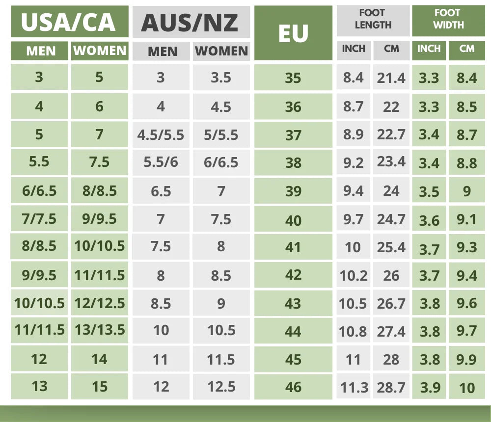 Size Care Guide Hike Footwear